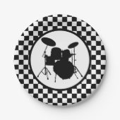 Schachbrett-Drum-Kit für Rock & Roll Pappteller (Vorderseite)