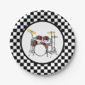 Schachbrett-Drum-Kit für Rock & Roll Pappteller (Vorderseite)