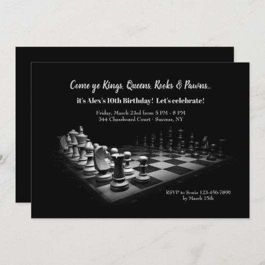 Schachbrett-Einladung Einladung (Vorne/Hinten)