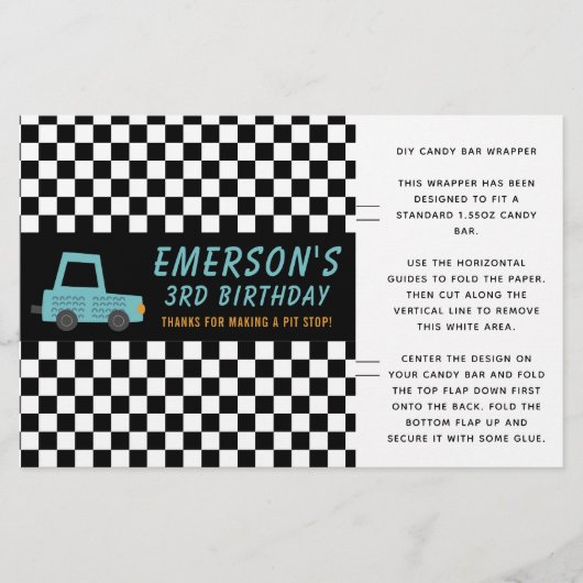 Schachbrett Flag Car Pitstop Candy Bar Wrapper Gef (Vorderseite)