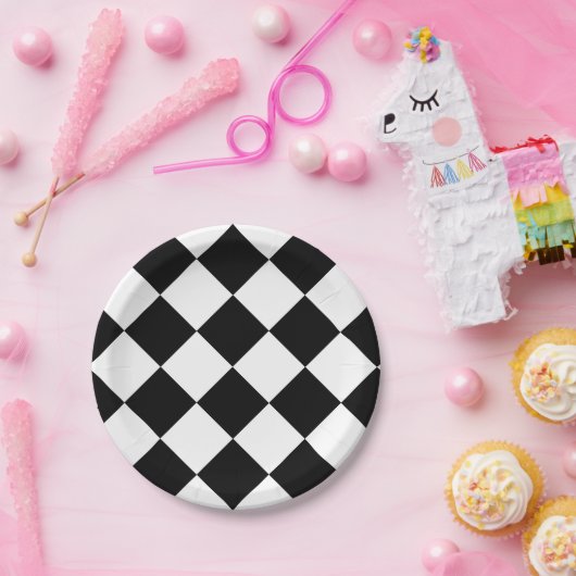 Schachbrett Flag Racing Design Pappteller (Party)