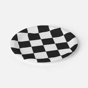 Schachbrett Flag Racing Design Pappteller