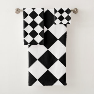 Schachbrett-Flagge in Schwarz-Weiß Badhandtuch Set