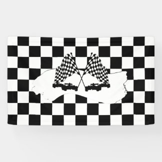 Schachbrett-Flagge und Rennwagen Banner