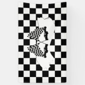 Schachbrett-Flagge und Rennwagen Banner (Vertikal)