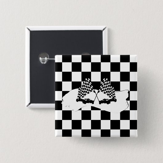 Schachbrett-Flagge und Rennwagen Button (Vorne & Hinten)