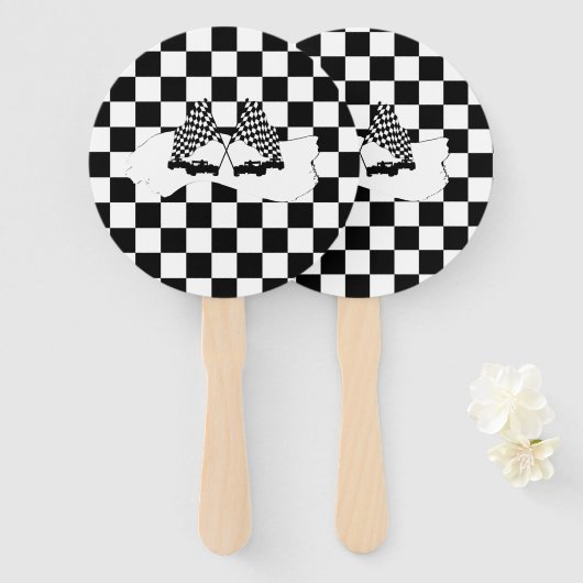 Schachbrett-Flagge und Rennwagen Fächer (Vorne und Hinten)