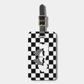 Schachbrett-Flagge und Rennwagen Gepäckanhänger (Vorderseite vertikal)