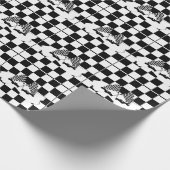 Schachbrett-Flagge und Rennwagen Geschenkpapier (Ecke)