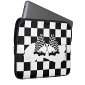 Schachbrett-Flagge und Rennwagen Laptopschutzhülle (Vorne Rechts)