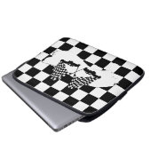Schachbrett-Flagge und Rennwagen Laptopschutzhülle (Vorne Knopf)