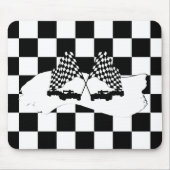 Schachbrett-Flagge und Rennwagen Mousepad (Vorne)