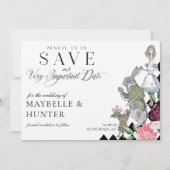 Schachbrett für Alice im Wunderland Save The Date (Vorderseite)