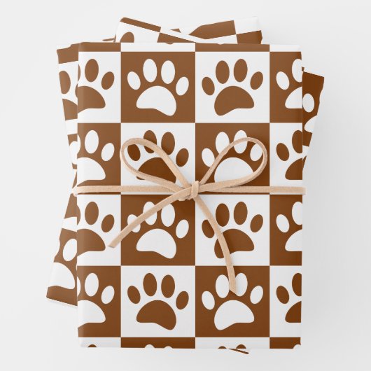 Schachbrett für niedlich-weiß-braune Pasten Geschenkpapier Set (Beispiel)