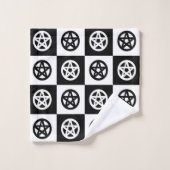 Schachbrett für Schwarzweiß-Pentagramm Badhandtuch Set (Waschlappen)