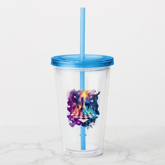 Schachbrett für Wasserfarben Acryltrinkbecher (Vorderseite)