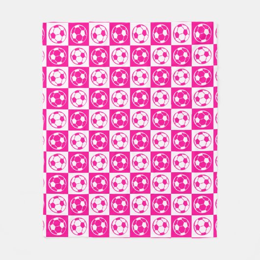 Schachbrett Fußball / Fußballmuster - Rosa Fleecedecke (Vorderseite)