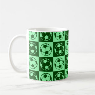 Schachbrett Fußball-Muster - Grün  Kaffeetasse