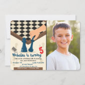 Schachbrett Geburtstag Einladung Foto Spielabend (Vorderseite)