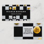 Schachbrett | Gold Silber Stücke Visitenkarte (Vorne/Hinten)