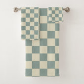 Schachbrett grün und blassgelb badhandtuch set (Insitu)