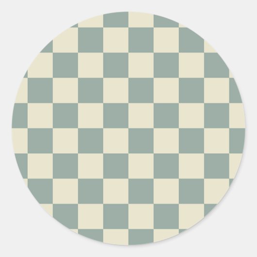 Schachbrett grün und blassgelb runder aufkleber (Vorderseite)