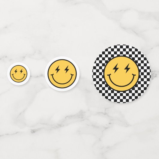 Schachbrett Happy Face Birthday Konfetti (Vorderseiten)