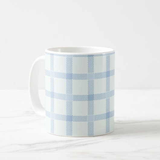 Schachbrett hellblau - französisches Land Kaffeetasse (Vorderseite Links)