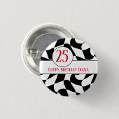 Schachbrett in Schwarz und Weiß, Teller in Papierf Button (Vorne & Hinten)