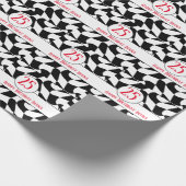 Schachbrett in Schwarz und Weiß, Teller in Papierf Geschenkpapier (Ecke)