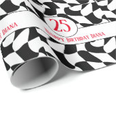 Schachbrett in Schwarz und Weiß, Teller in Papierf Geschenkpapier (Rolleneckpunkt)