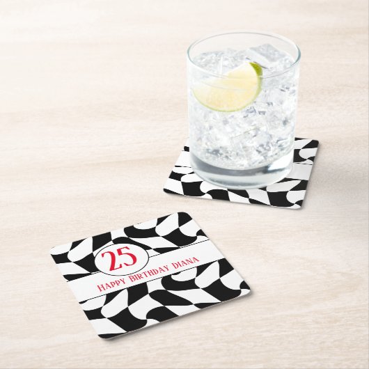 Schachbrett in Schwarz und Weiß, Teller in Papierf Rechteckiger Pappuntersetzer (Vor Ort)