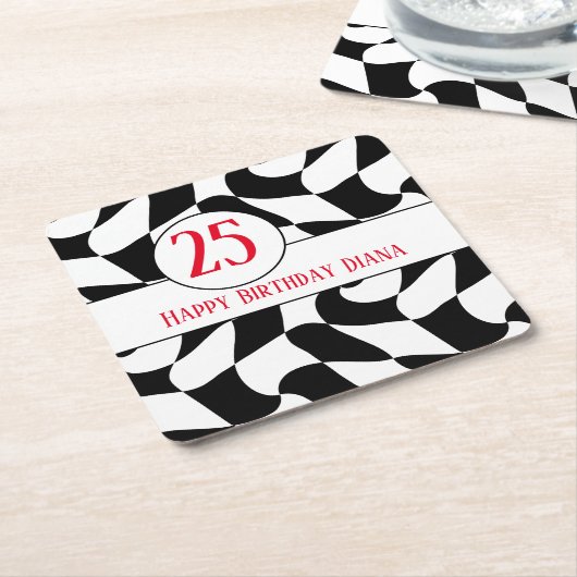 Schachbrett in Schwarz und Weiß, Teller in Papierf Rechteckiger Pappuntersetzer (angewinkelt)