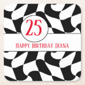 Schachbrett in Schwarz und Weiß, Teller in Papierf Rechteckiger Pappuntersetzer (Vorderseite)