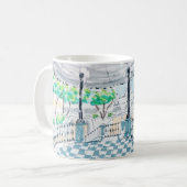 Schachbrett-Kiosk-Parkblick Kaffeetasse (Vorderseite Links)