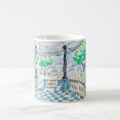 Schachbrett-Kiosk-Parkblick Kaffeetasse (Mittel)
