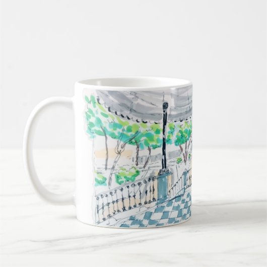 Schachbrett-Kiosk-Parkblick Kaffeetasse (Links)