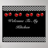 Schachbrett Kirschen Küche Print Poster (Vorne)