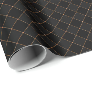 Schachbrett Kupfer Gitter Schwarzes Halloween-Must Geschenkpapier