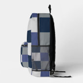 Schachbrett mit dunkelblauem grauem weißem Karton Bedruckter Rucksack (Rechts)