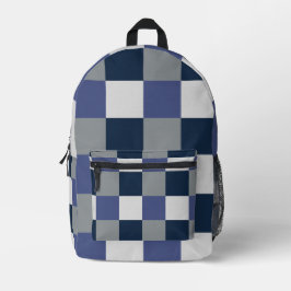 Schachbrett mit dunkelblauem grauem weißem Karton Bedruckter Rucksack