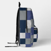 Schachbrett mit dunkelblauem grauem weißem Karton Bedruckter Rucksack (Links)