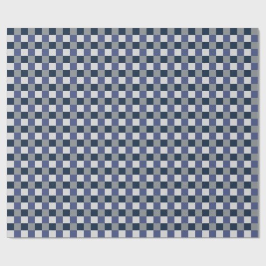 Schachbrett mit dunkelblauem grauem weißem Karton Geschenkpapier (Flach)