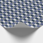 Schachbrett mit dunkelblauem grauem weißem Karton Geschenkpapier (Ecke)