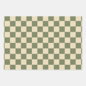 Schachbrett mit grüner und heller Beige Geschenkpapier Set (Vorderseite)