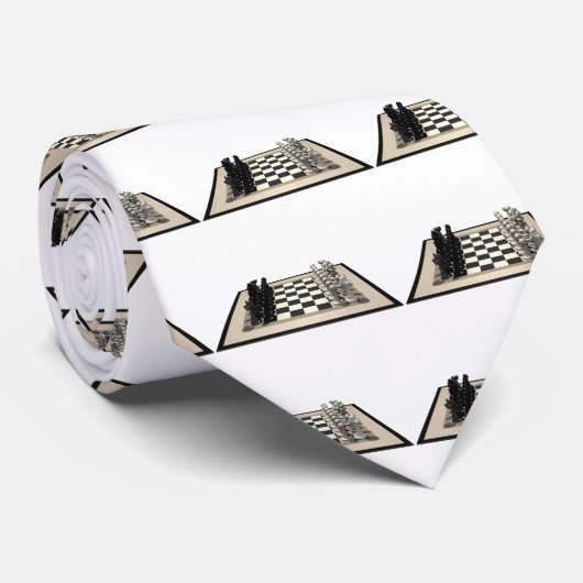 Schachbrett mit Schach-Stücken: Krawatte (Gerollt)