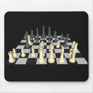 Schachbrett mit Schach-Stücken - Mousepad