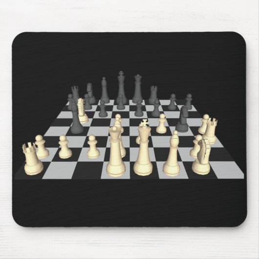 Schachbrett mit Schach-Stücken - Mousepad (Vorne)