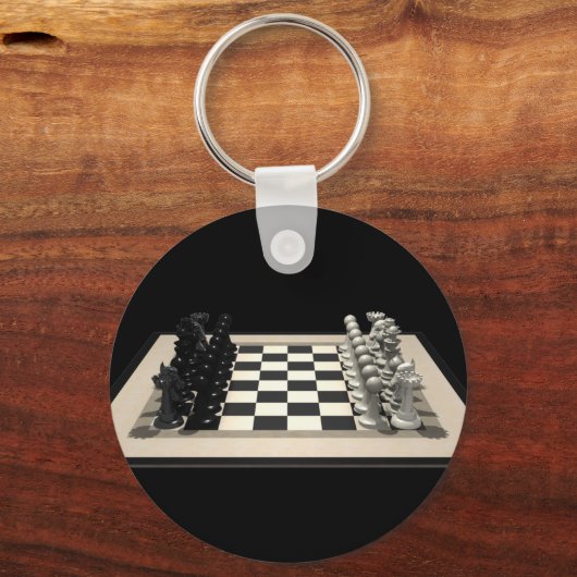 Schachbrett mit Schachfiguren: Schlüsselanhänger (Vorderseite)