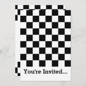 Schachbrett mit schwarzem und weißem Karton Einladung (Vorne/Hinten)